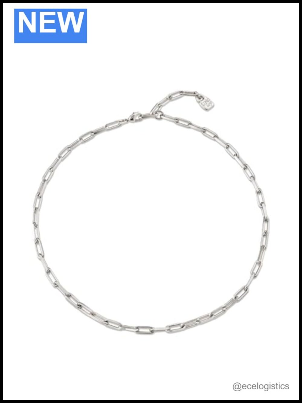 Sterling Silver Plated Paperclip Chain Necklace 16-18 Inches